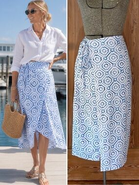 Patti Biggs Lizzy Wrap Front Skirt Under The Sea Coastal Resort UPF 50 Size L💛